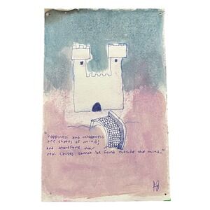 Handmade Castle Artwork Inspirational Quote Watercolor Art Print 5.5 x 8.5